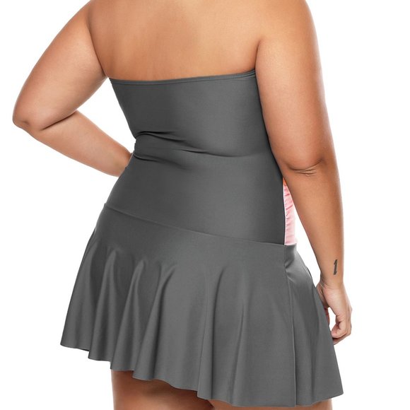 Orange Color Gradient Sweet Halter Swimdress - Picture 2 of 10